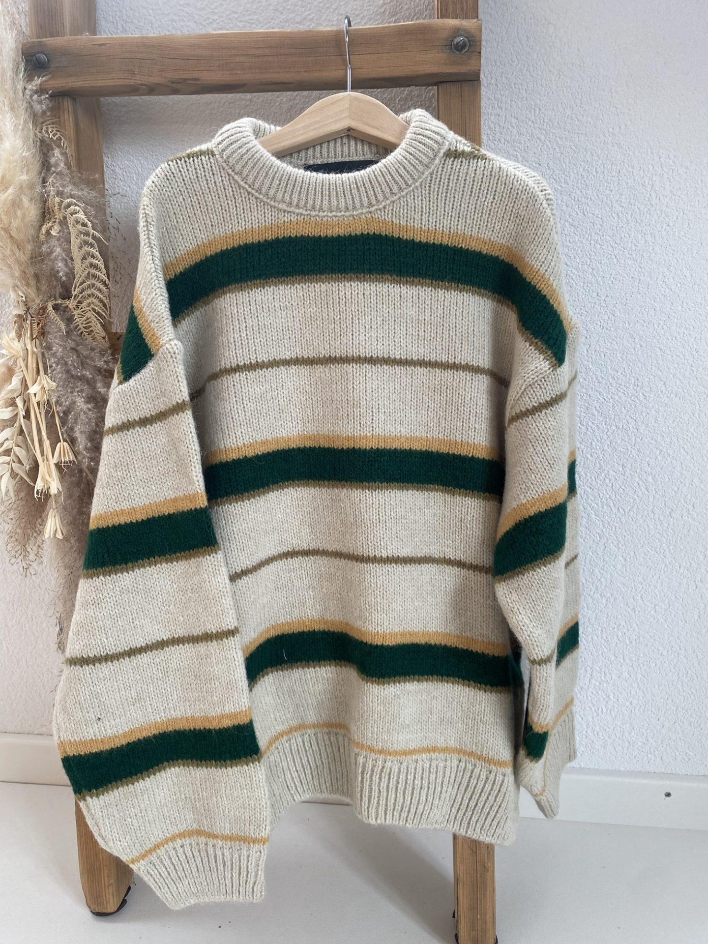 Streifenpullover grün/weiß